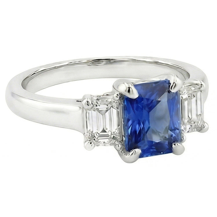 naturel radiant saphir 1.25carats bague détail rapproché