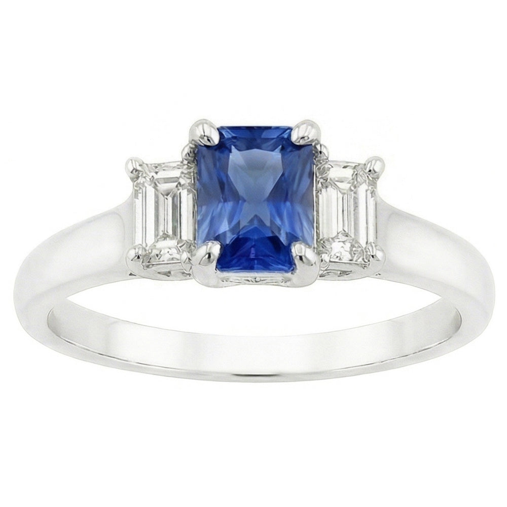 naturel radiant saphir 1.25carats bague vue de dessus