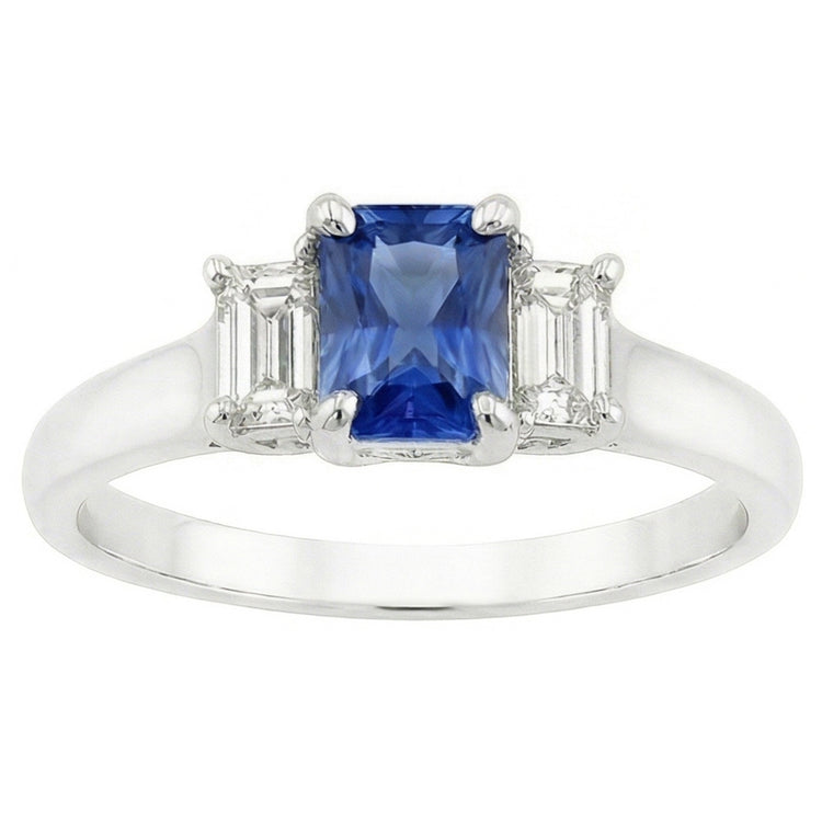 naturel radiant saphir 1.25carats bague vue de dessus