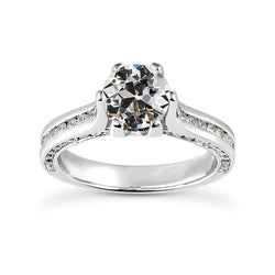 Bague en or rond avec Réel diamants taille ancienne 6 griffes sertie de canaux 4.50 carats