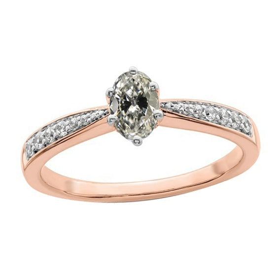 Bague en or rond et ovale en Réel diamant Vieux mineur Bijoux en or 3.25 carats