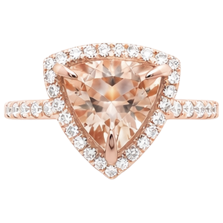 Bague en or rose 14 carats 16.75 ct en morganite et diamants ronds
