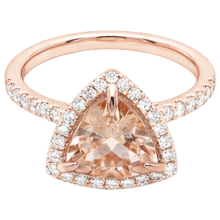 Bague en or rose 14 carats 16.75 ct en morganite et diamants ronds