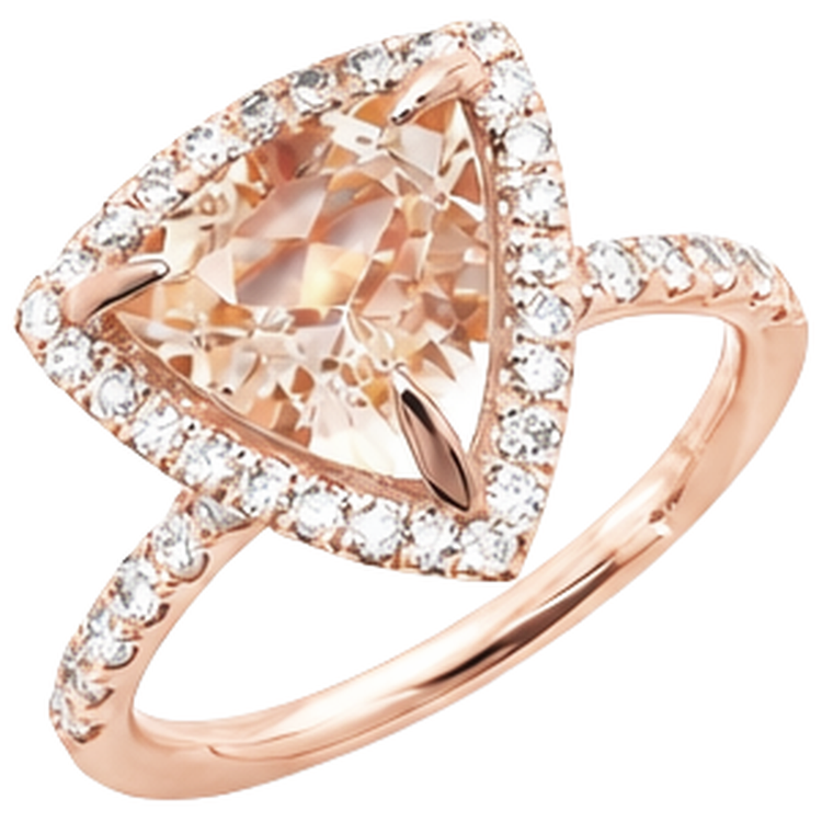 Bague en or rose 14 carats 16.75 ct en morganite et diamants ronds