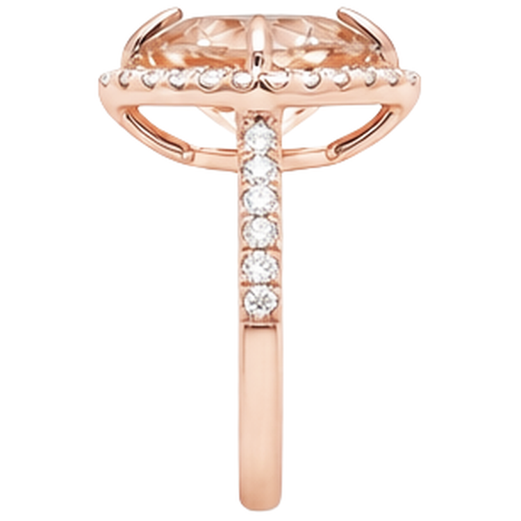 Bague en or rose 14 carats 16.75 ct en morganite et diamants ronds