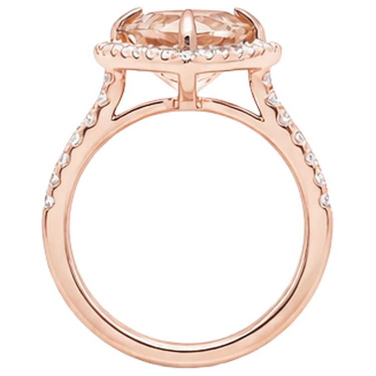 Bague en or rose 14 carats 16.75 ct en morganite et diamants ronds