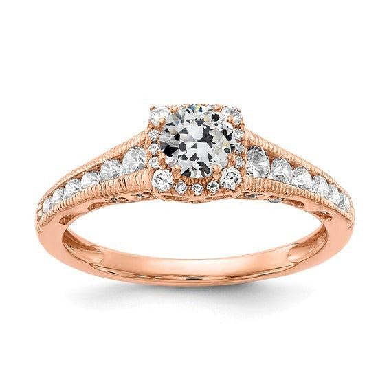 Bague en or rose avec halo de Réel diamants taille ancienne mine avec accents de 2.50 carats