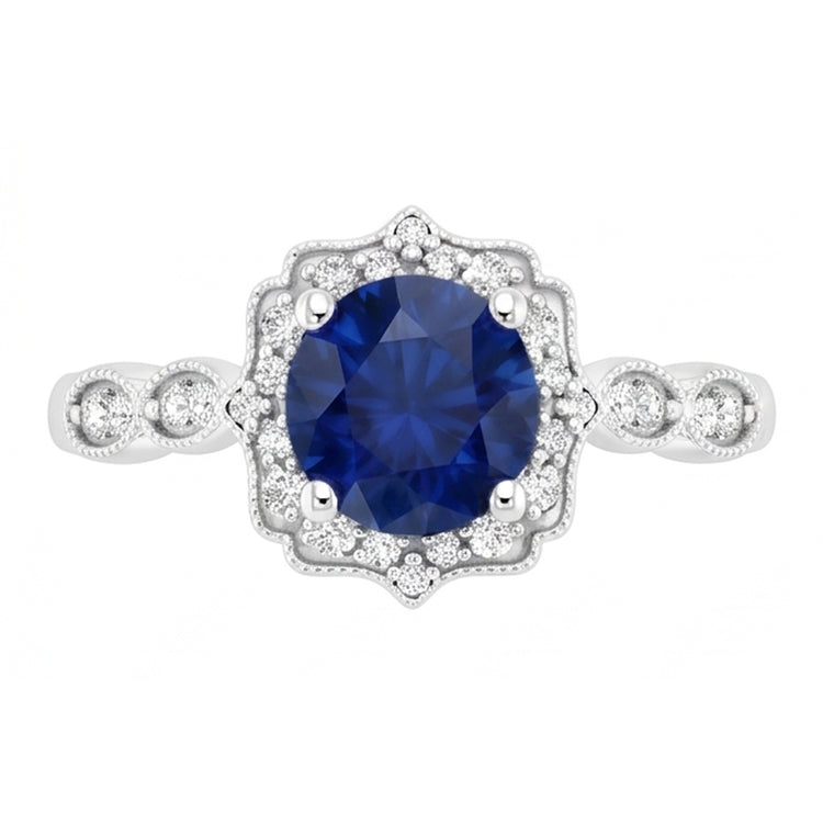 Bague en pierre gemme saphir Sri Lanka Coupe Ronde de 1.4 ct