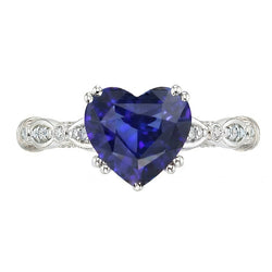 Bague en pierre précieuse coeur saphir bleu 2.50 carats bijoux de style antique
