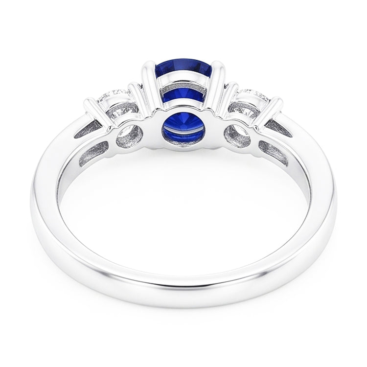 Bague en pierres précieuses de style 3 pierres rondes saphir du Sri Lanka 2 carats