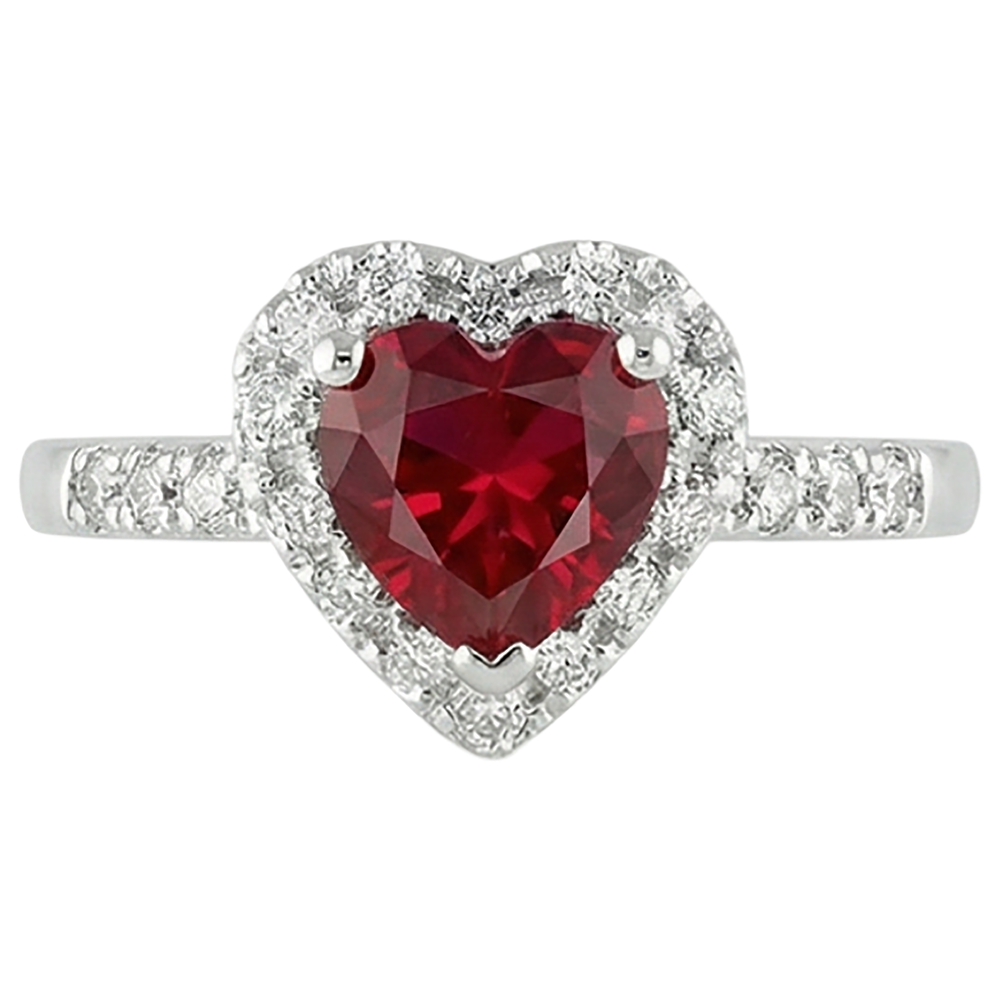Bague en rubis rouge avec bague en diamant Bijoux en or blanc 3.20 carats