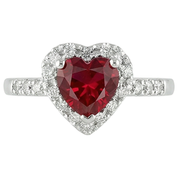 Bague en rubis rouge avec bague en diamant Bijoux en or blanc 3.20 carats