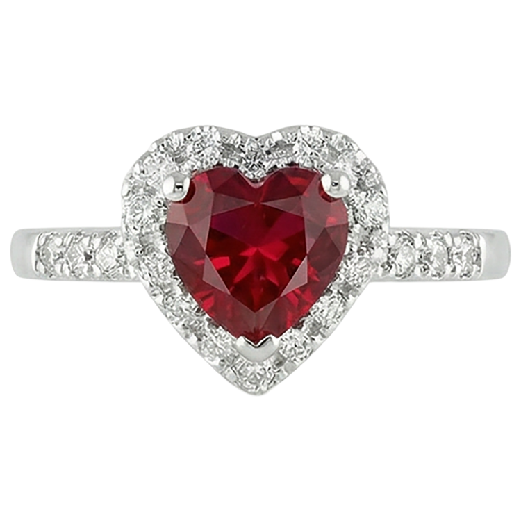 Bague en rubis rouge avec bague en diamant Bijoux en or blanc 3.20 carats