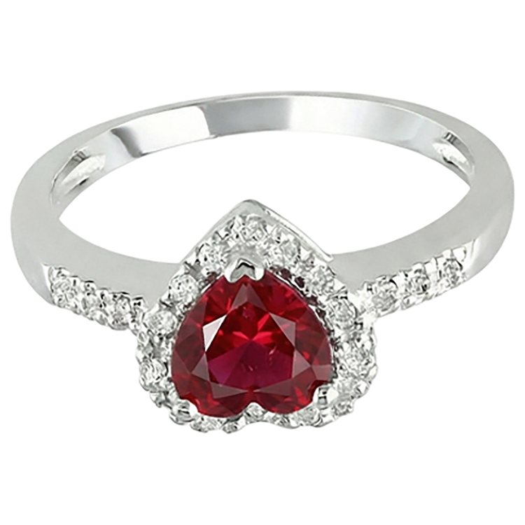 Bague en rubis rouge avec bague en diamant Bijoux en or blanc 3.20 carats