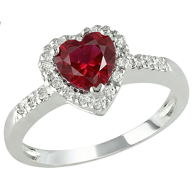 Bague en rubis rouge avec bague en diamant Bijoux en or blanc 3.20 carats
