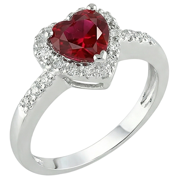 Bague en rubis rouge avec bague en diamant Bijoux en or blanc 3.20 carats