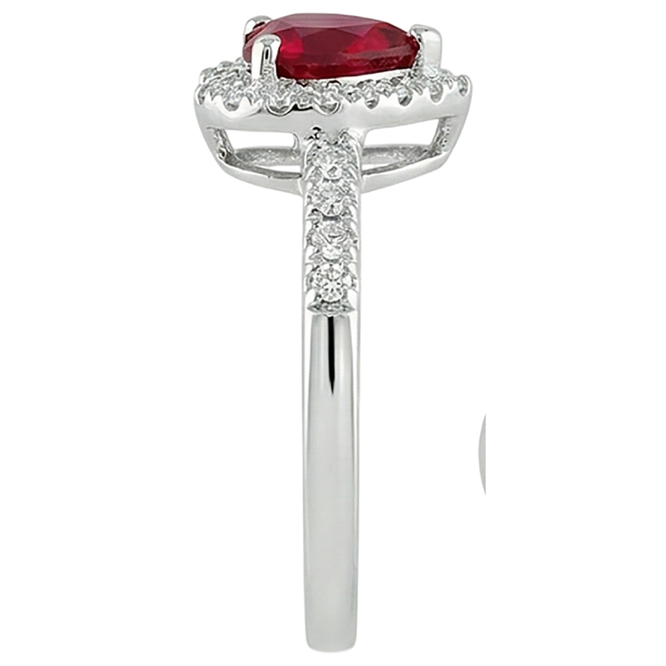 Bague en rubis rouge avec bague en diamant Bijoux en or blanc 3.20 carats