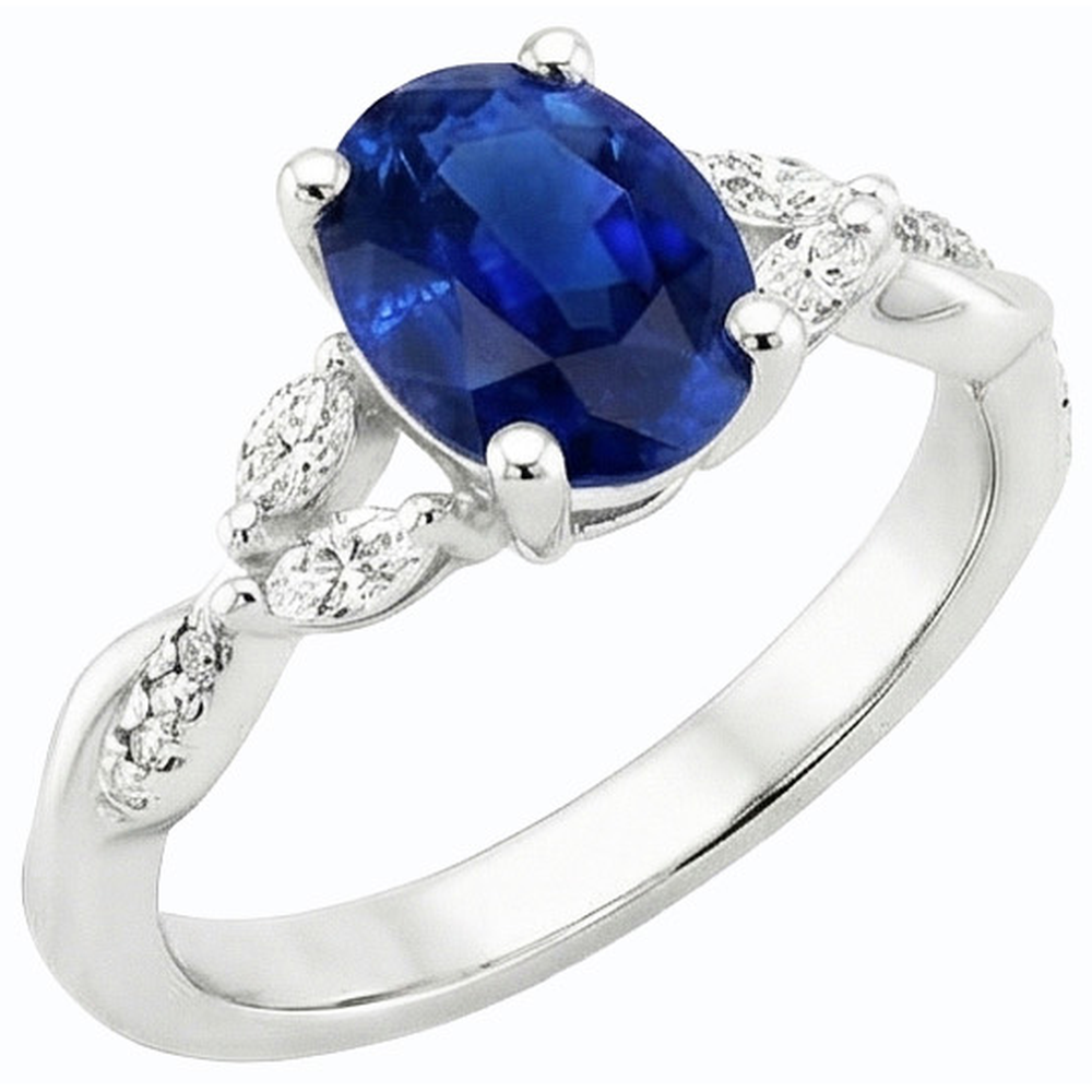 naturel round saphir 4.50carats bague angle de côté