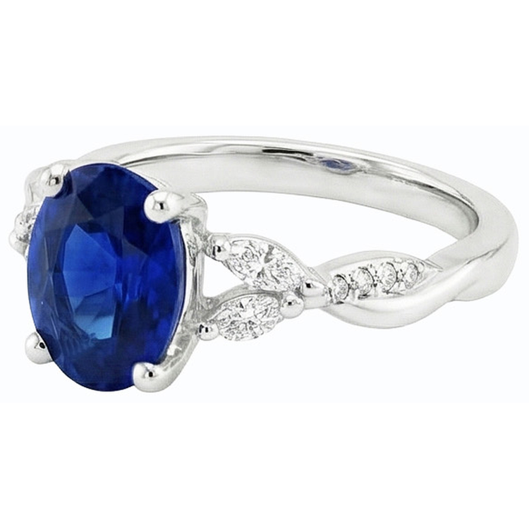 naturel round saphir 4.50carats bague vue de profil