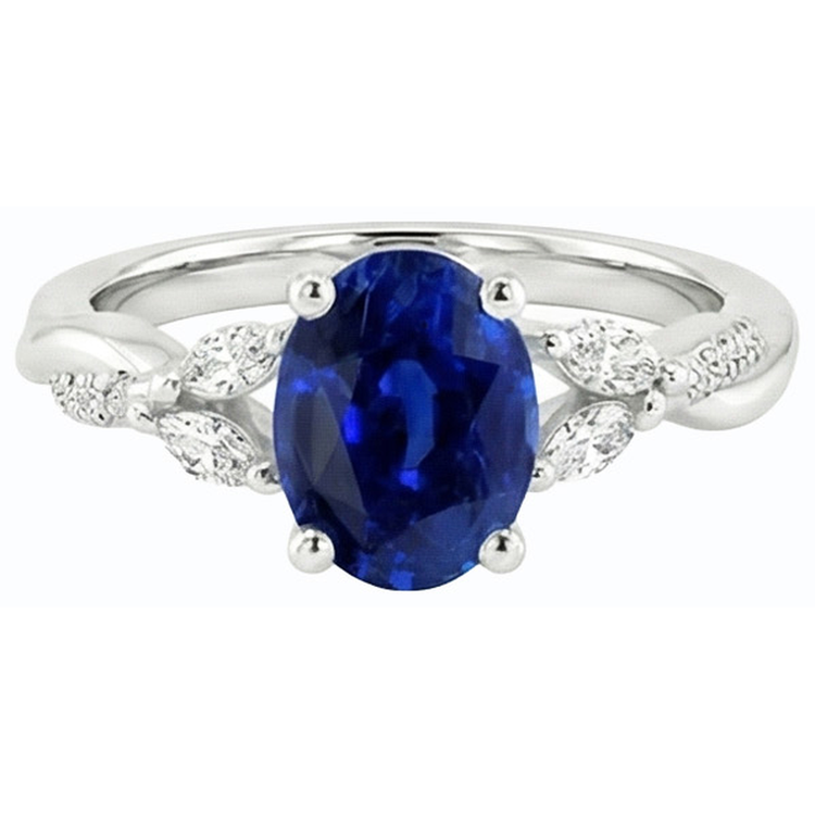naturel round saphir 4.50carats bague sur blanc