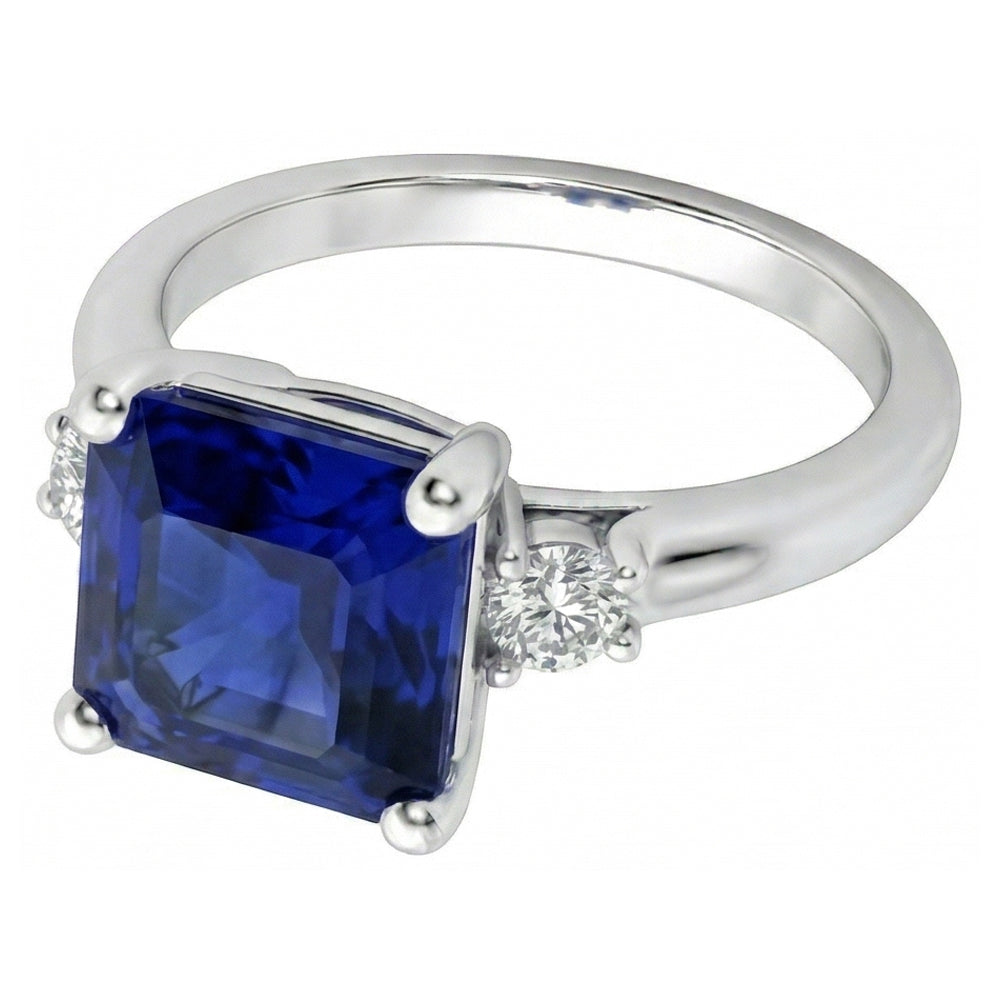 naturel asscher saphir 2.75carats bague vue de dessus