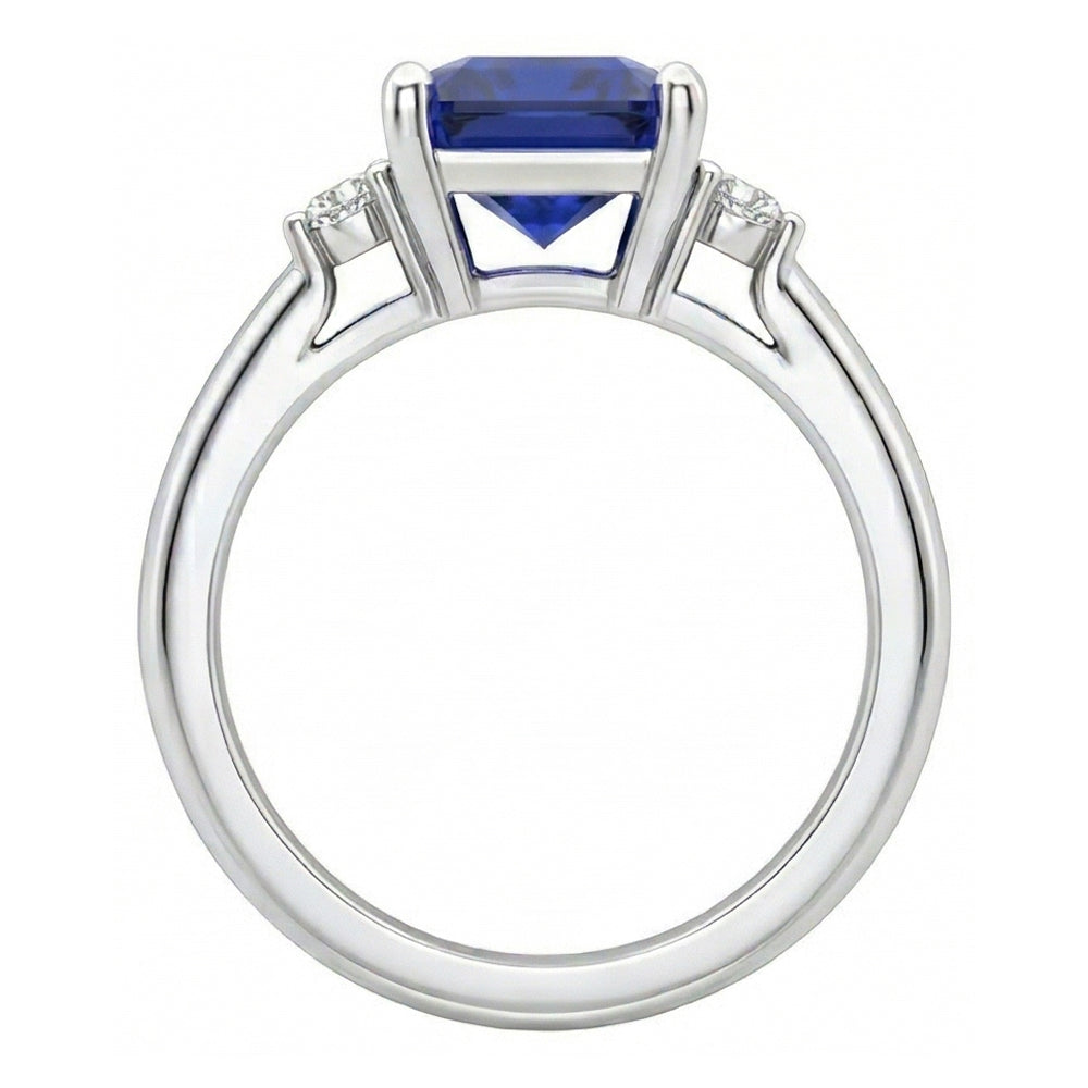 naturel asscher saphir 2.75carats bague vue de profil