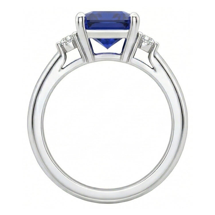 naturel asscher saphir 2.75carats bague vue de profil