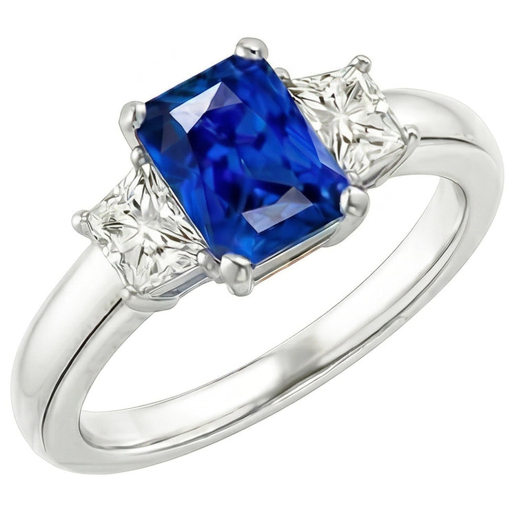 Bague en saphir bleu avec pierres précieuses de 2.50 carats. diamants éclatants étincelants
