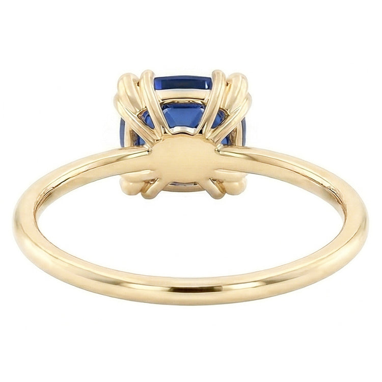 Bague en saphir bleu coussin solitaire pour femme 2.50 carats triple griffes
