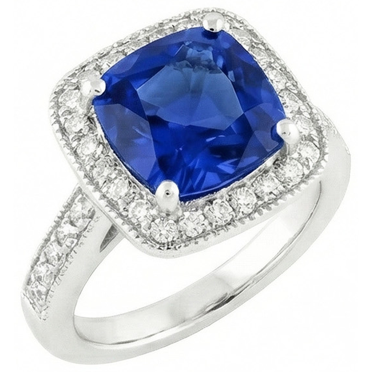 naturel cushion diamant 4.5carats bague angle de côté
