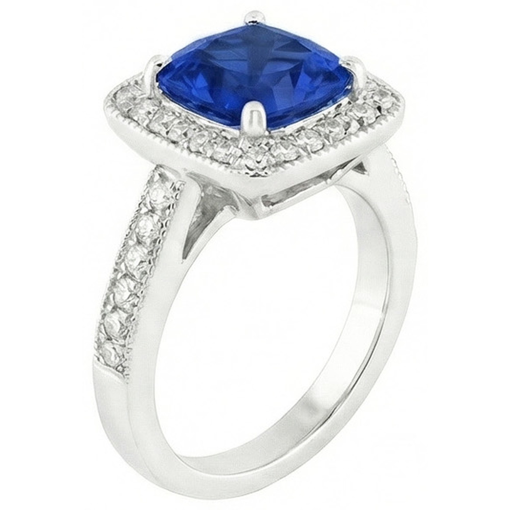 naturel cushion diamant 4.5carats bague détail rapproché