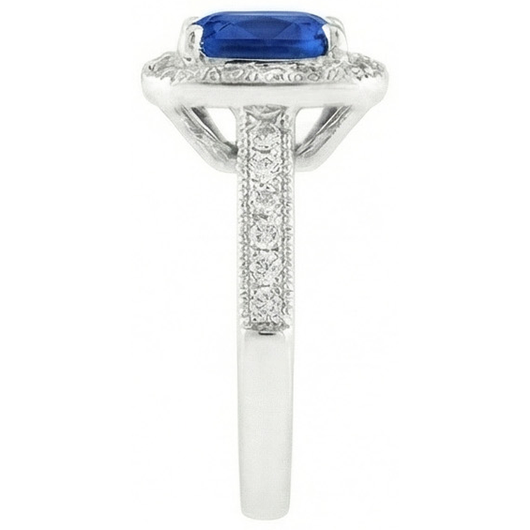 naturel cushion diamant 4.5carats bague vue de profil