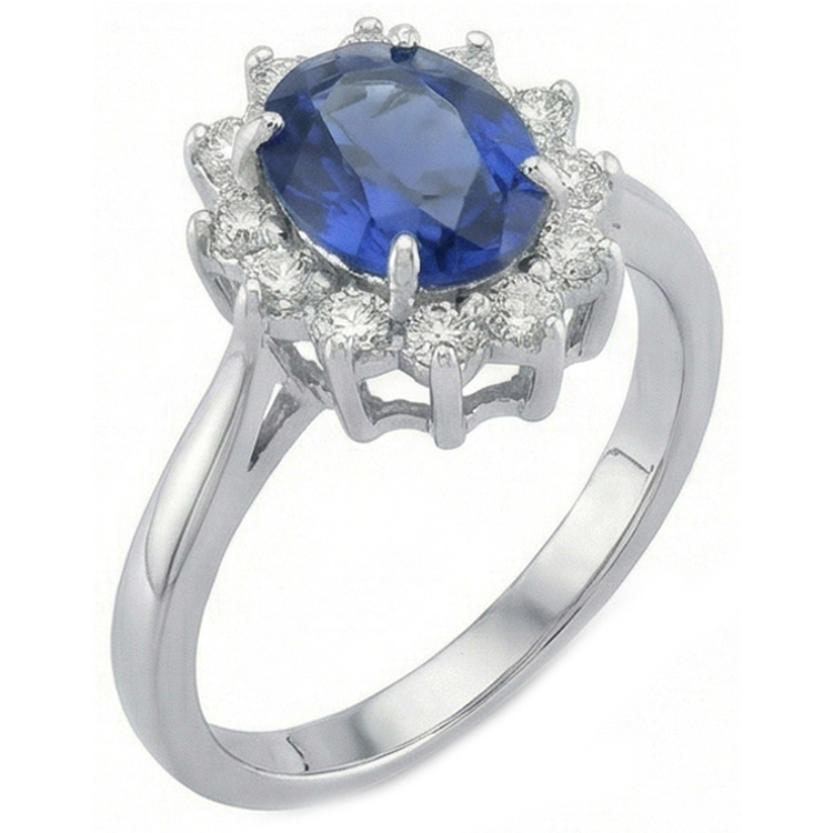 Bague en saphir bleu de Ceylan. bijoux en diamant de 4.70 carats