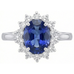 Bague en saphir bleu de Ceylan. bijoux en diamant de 4.70 carats