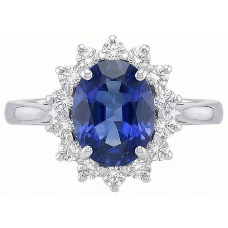 Bague en saphir bleu de Ceylan. bijoux en diamant de 4.70 carats