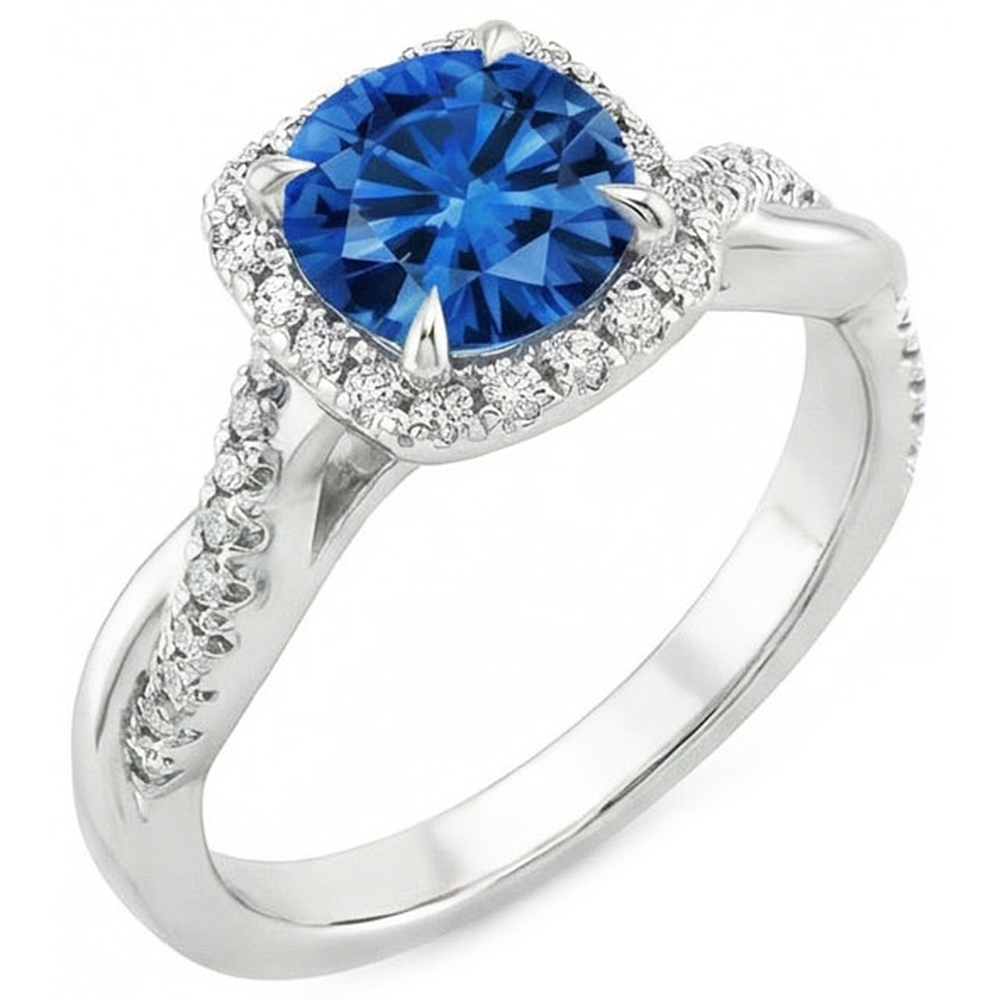 naturel round diamant 3.70carats bague vue de face