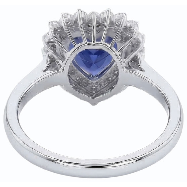 Bague en saphir bleu naturel avec halo de diamants. style étoile 3 carats