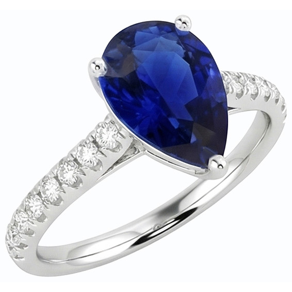 Bague en saphir de Ceylan avec pierres précieuses pour dames avec accents 4 carats