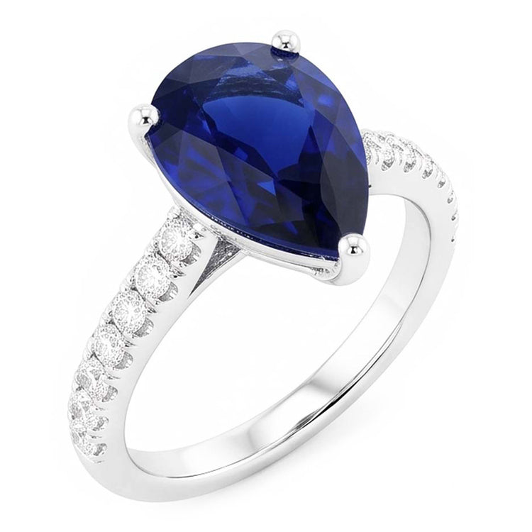 Bague en saphir de Ceylan avec pierres précieuses pour dames avec accents 4 carats