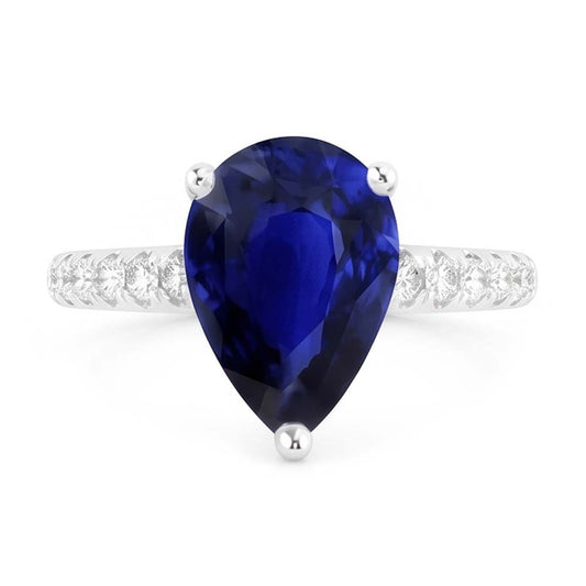Bague en saphir de Ceylan avec pierres précieuses pour dames avec accents 4 carats