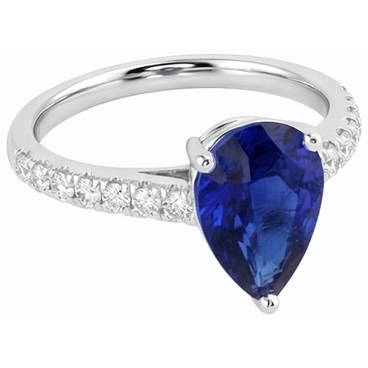 Bague en saphir de Ceylan avec pierres précieuses pour dames avec accents 4 carats