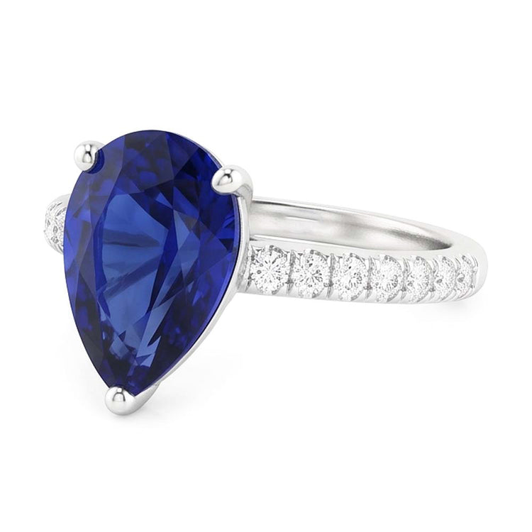 Bague en saphir de Ceylan avec pierres précieuses pour dames avec accents 4 carats