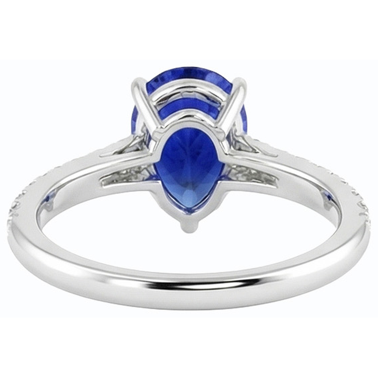 Bague en saphir de Ceylan avec pierres précieuses pour dames avec accents 4 carats