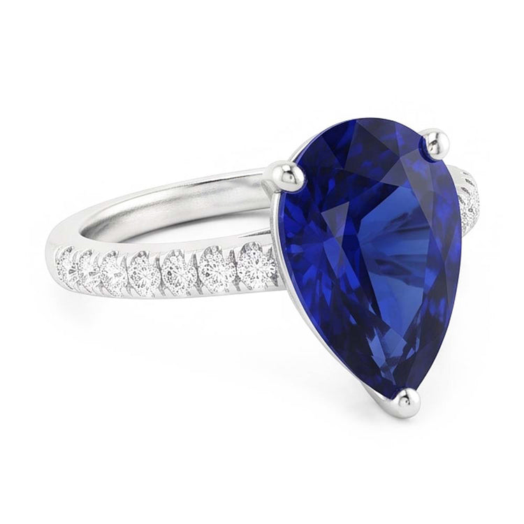 Bague en saphir de Ceylan avec pierres précieuses pour dames avec accents 4 carats