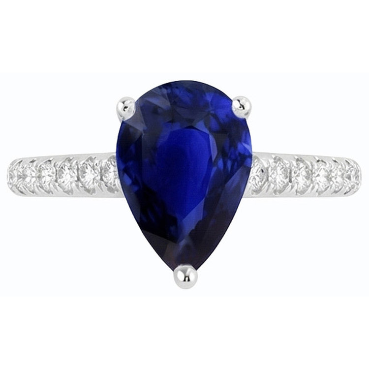 Bague en saphir de Ceylan avec pierres précieuses pour dames avec accents 4 carats