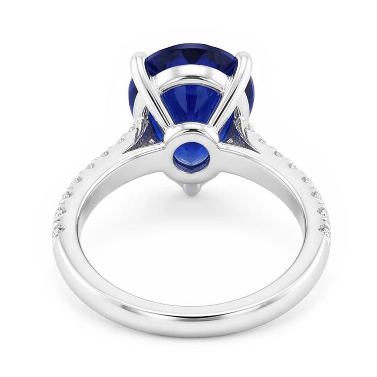 Bague en saphir de Ceylan avec pierres précieuses pour dames avec accents 4 carats