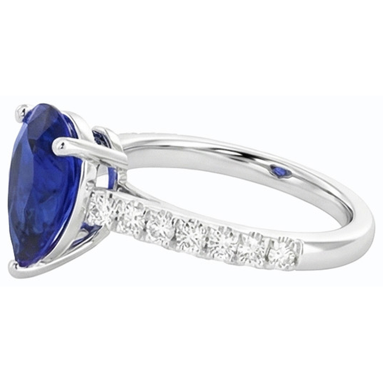 Bague en saphir de Ceylan avec pierres précieuses pour dames avec accents 4 carats