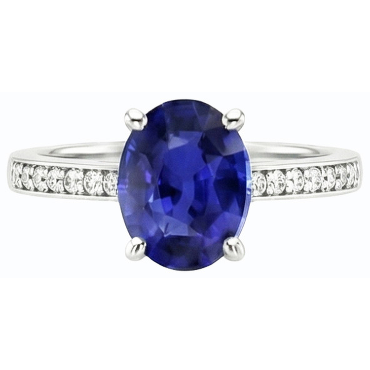 Bague en saphir de Ceylan avec pierres précieuses pour dames sertie de diamants 4.50 carats