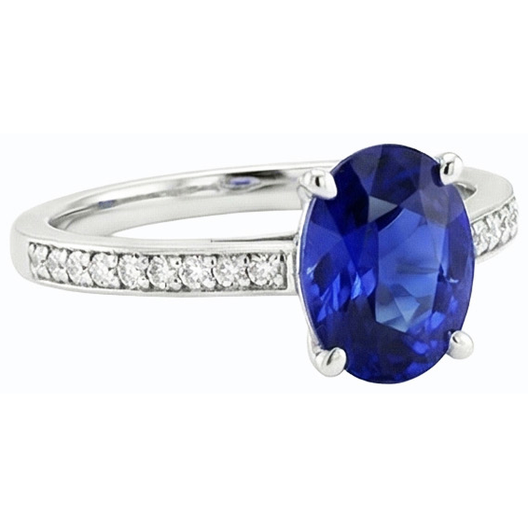 Bague en saphir de Ceylan avec pierres précieuses pour dames sertie de diamants 4.50 carats