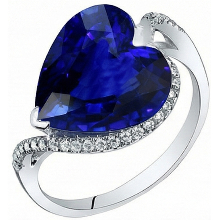 Bague en saphir de Ceylan avec pierres précieuses pour femmes. style torsadé. 6 carats